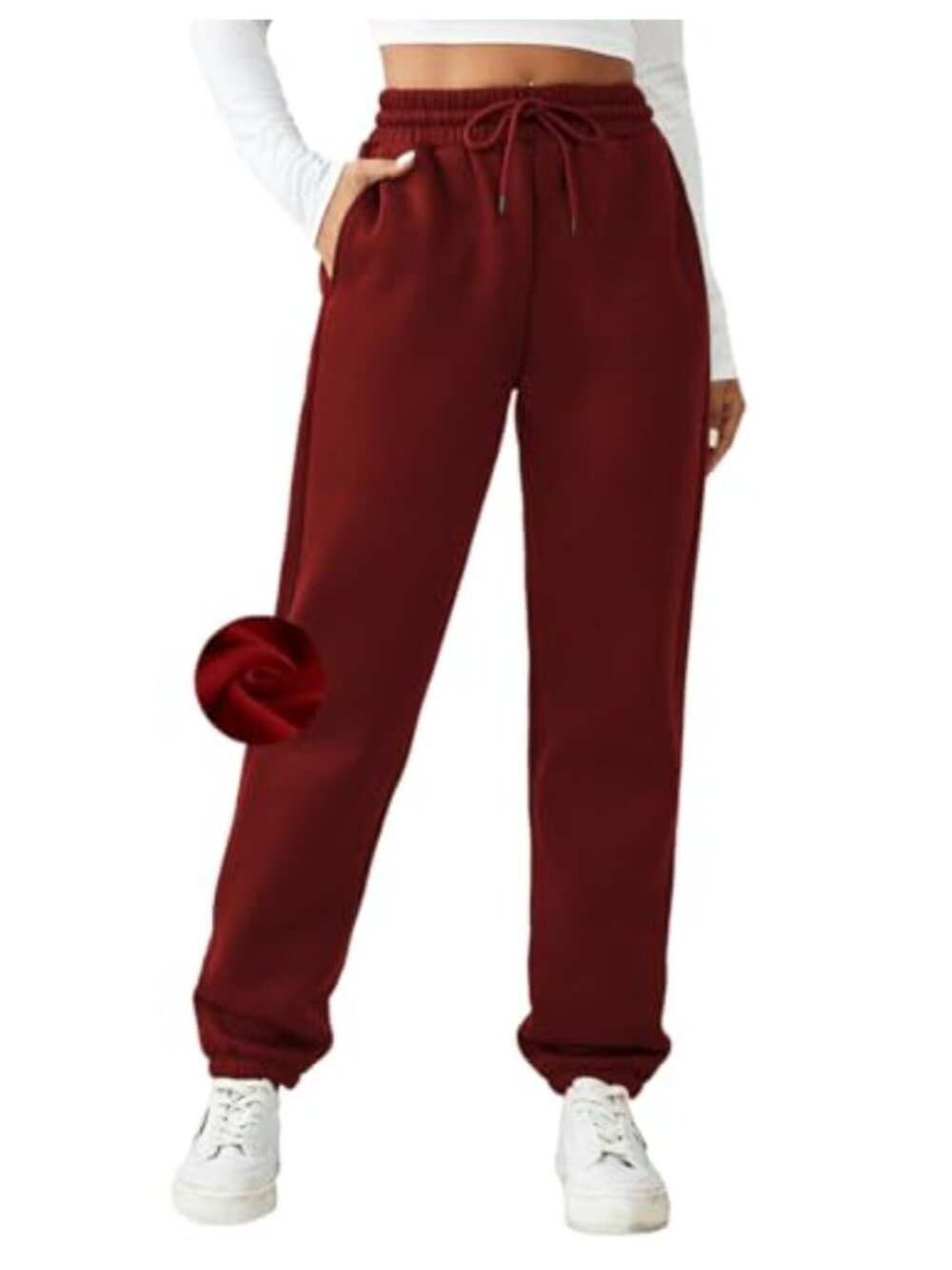 Fleece Lined Sweatpants Jogger Pants Athletic Baggy Trousers with Pockets
